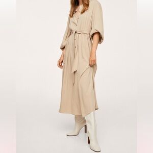 MANGO LYOCELL PLEATED DRESS